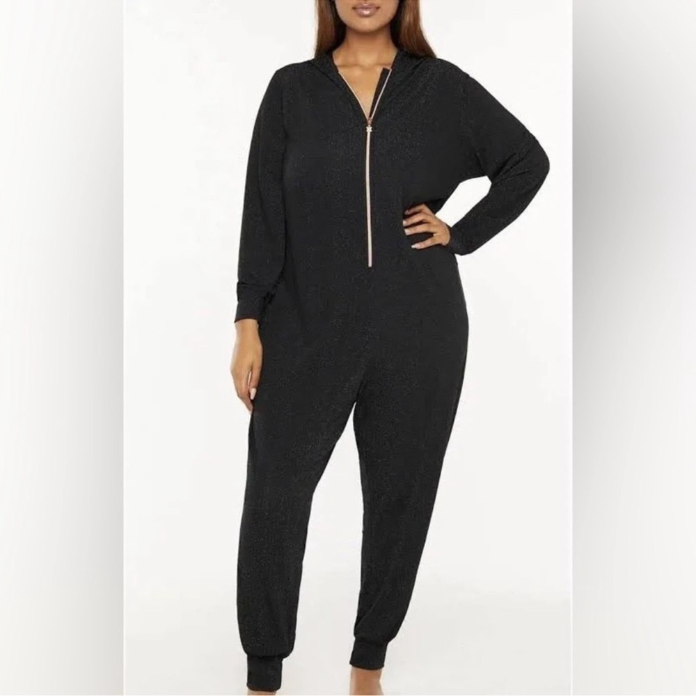 NWT Savage x Fenty Hooded Sparkly black Jumpsuit